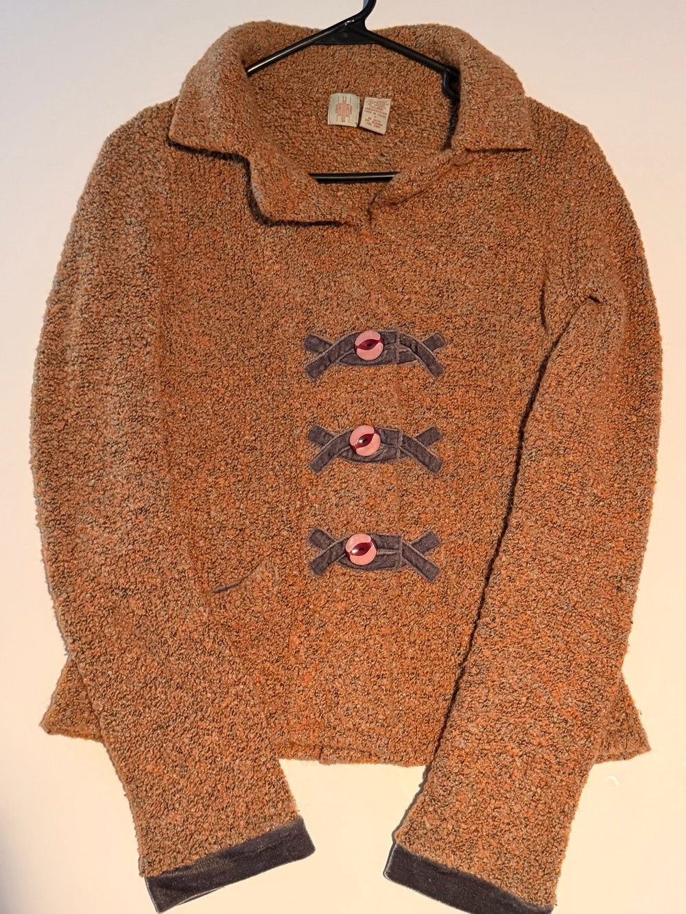 Anthropology HWR Brown Bouclé Toggle Cardigan Sweater